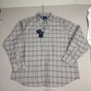Charles Tyrwhitt Men XXXL Classic Fit Non‎ Iron Twill Gray Window Pane Plaid